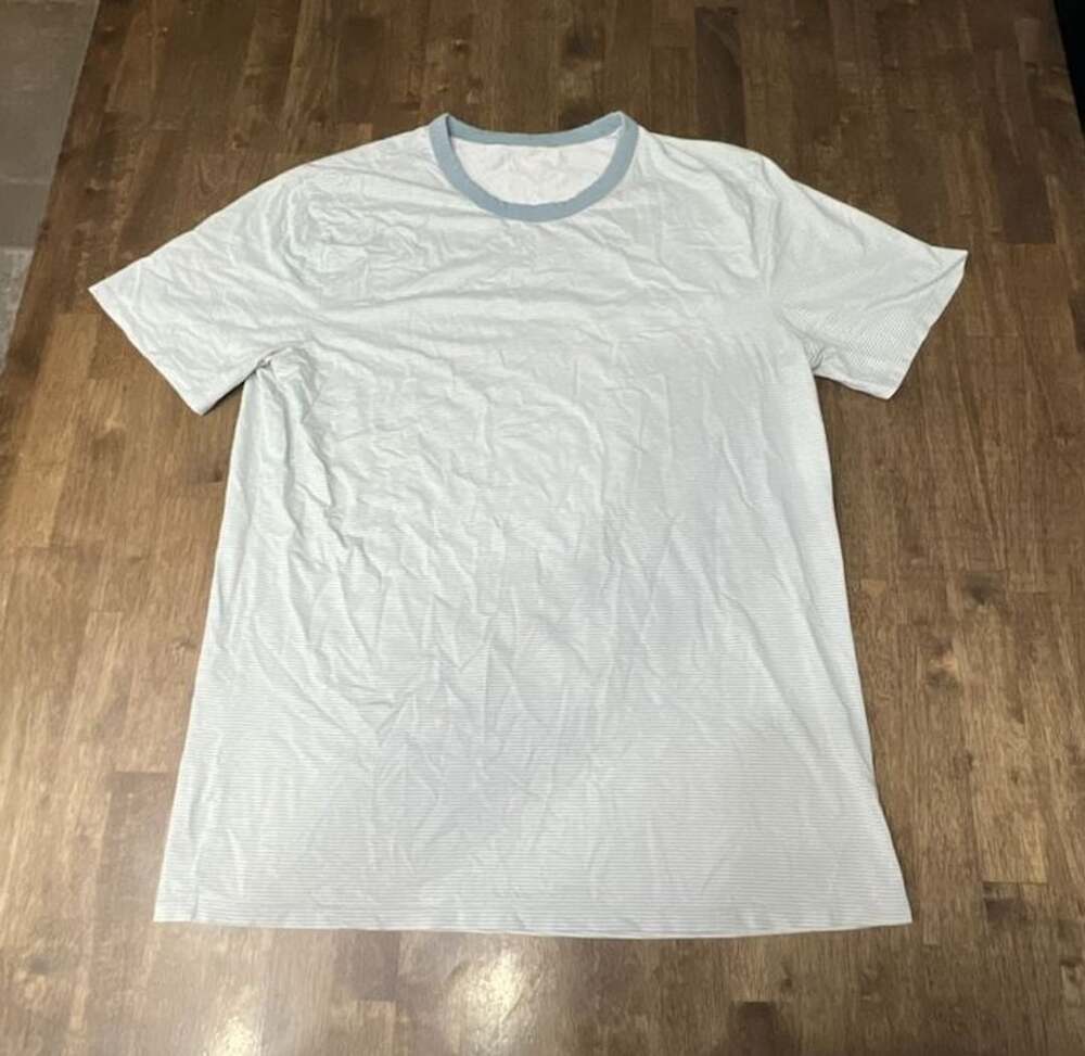 Lululemon Striped Short Sleeve Shirt Blue White